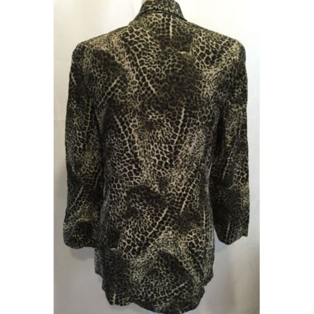 Dana Buchman Animal Print Button Blouse Shirt Sz 2 - Picture 2 of 8